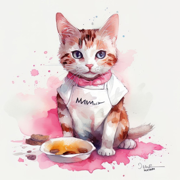 Een kat met een shirt waarop mm staat