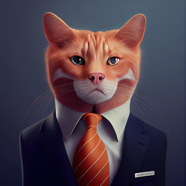 Een kat met een stropdas