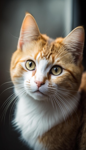 Een kat met een witte borst en gele ogen