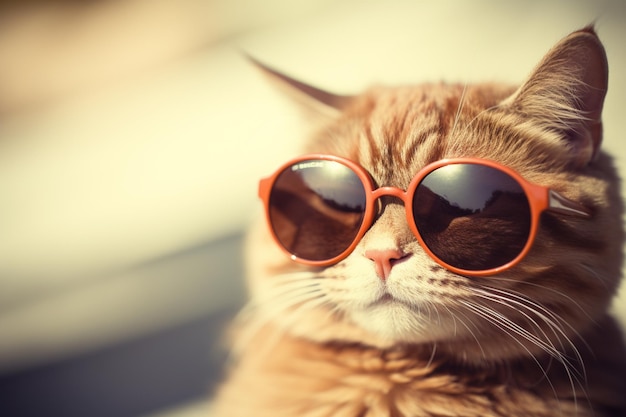 Een kat met een zonnebril en een bruine kat met een zonnebril