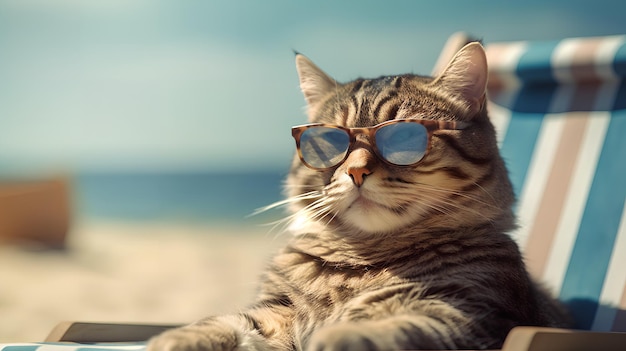 Een kat met een zonnebril en een zonnebril