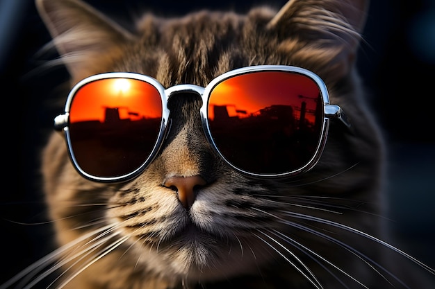 Een kat met een zonnebril.