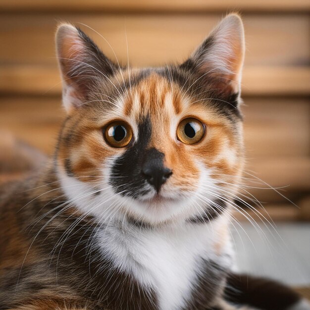 Foto een kat met een zwarte neus en een witte vlek op zijn gezicht