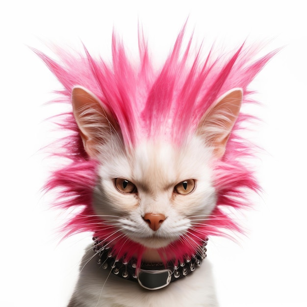 een kat met roze haar