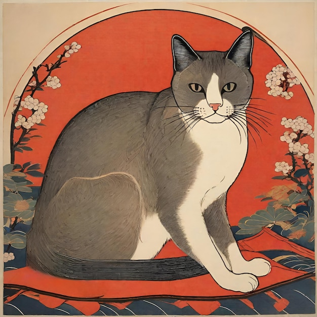 Een kat Ukiyo_e illustratie