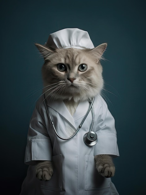 Een kat vermomd als dokter Generatieve AI