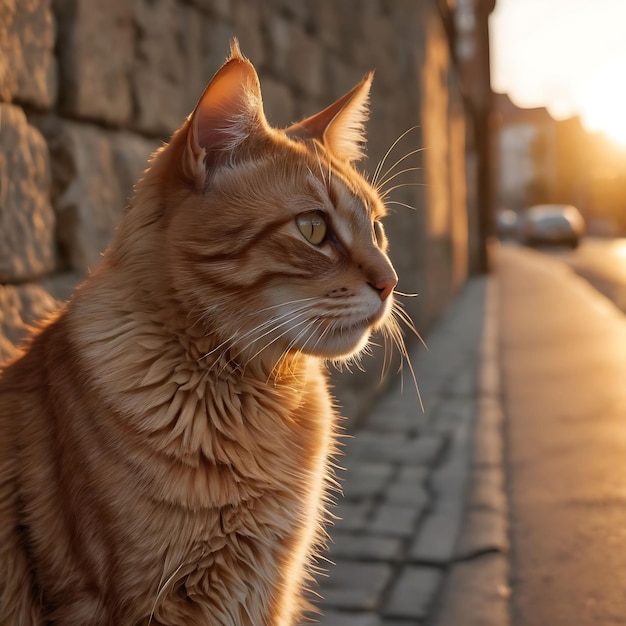 een kat zit op de stoep en kijkt naar de camera