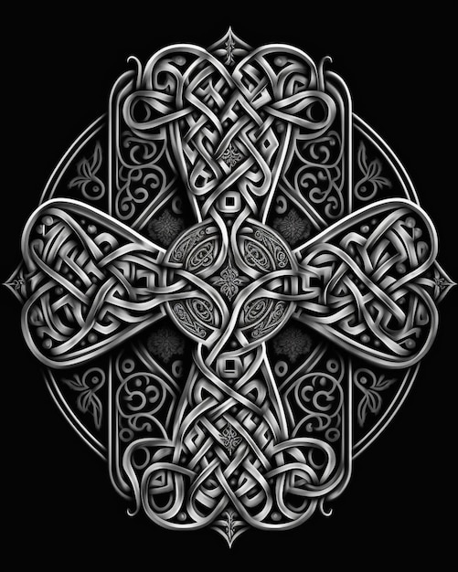 een Keltisch kruis met een Keltisch ontwerp erop generatieve ai