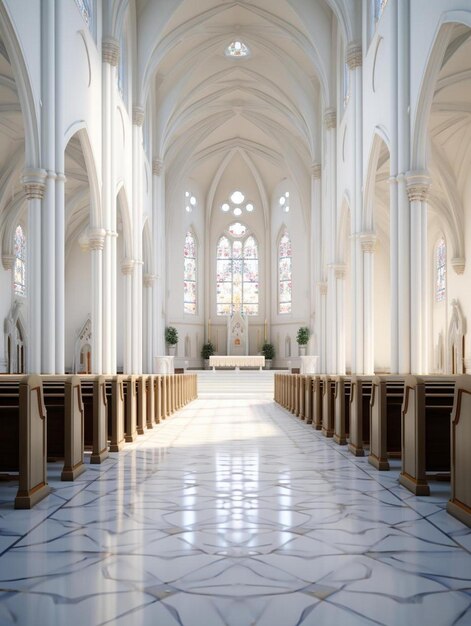 Foto een kerk met een kerk, met een kerk met een kruis op de top.