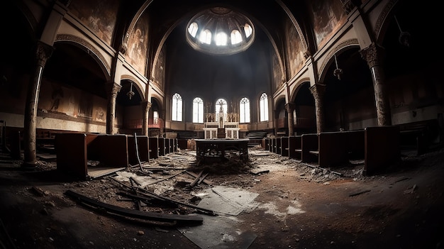 Foto een kerk met een kruis in het midden