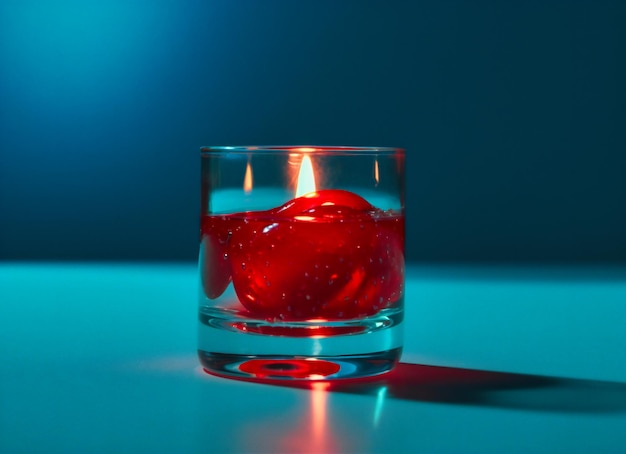 Een kersenroodgloeiende chilisaus in het midden van een glas