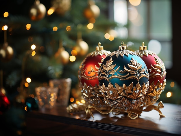 Een kerstbal voor de kerstboom Close-up van het kerstdecor Nieuwjaar en Kerstmis