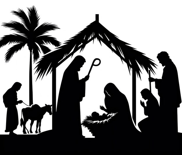 Foto een kerstbeeld van de geboorte van jezus