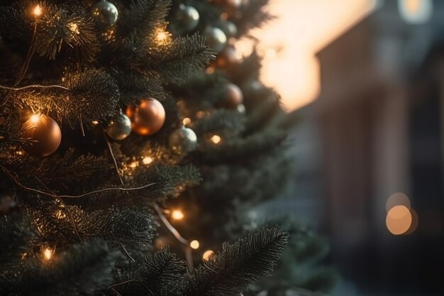 Een kerstboom met een rode bal erop