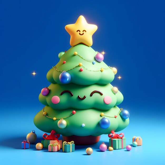 een kerstboom met een ster erop
