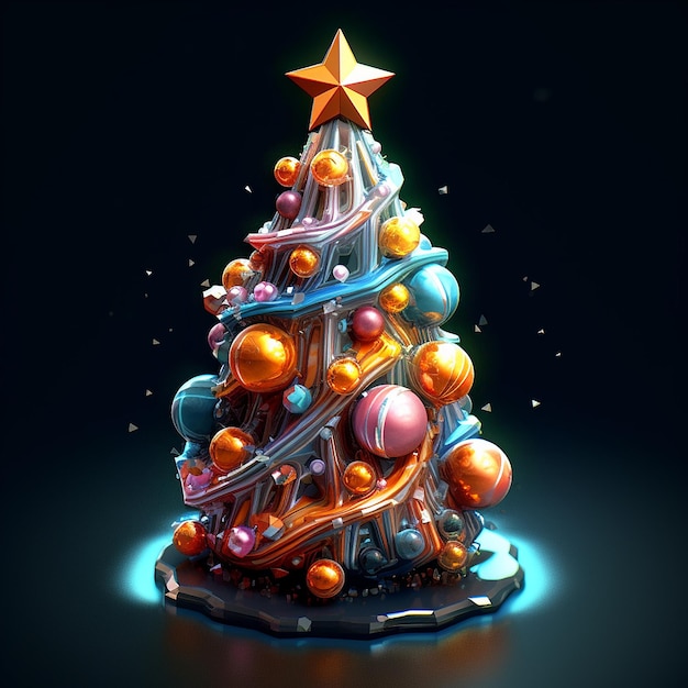 Een kerstboom met een ster erop