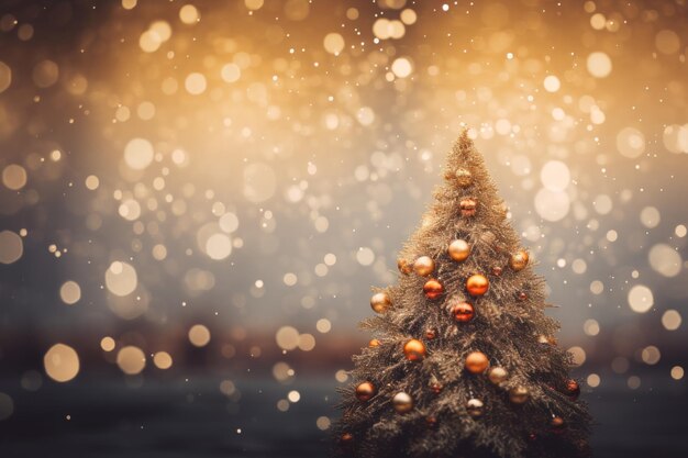 Foto een kerstboom met gouden ornamenten erop.