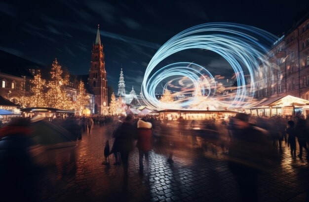 een kerstmarkt in het stadscentrum