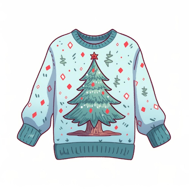 Een kerstmis lelijke jumper met een kerstboom ontwerp plat grafische illustratie stijl