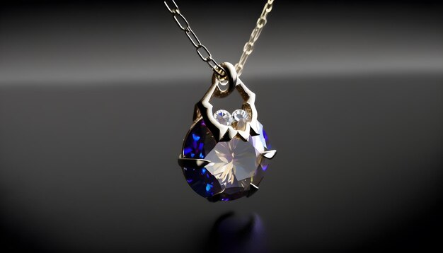 Een ketting van blauwe saffier met een gouden ketting.