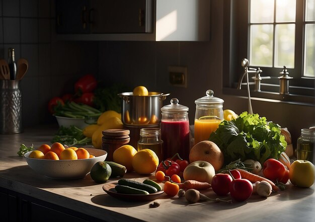 een keuken vol natuurlijke ingrediënten