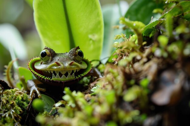 Een kikker met een grote mond .