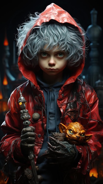 Foto een kind in een rode jas