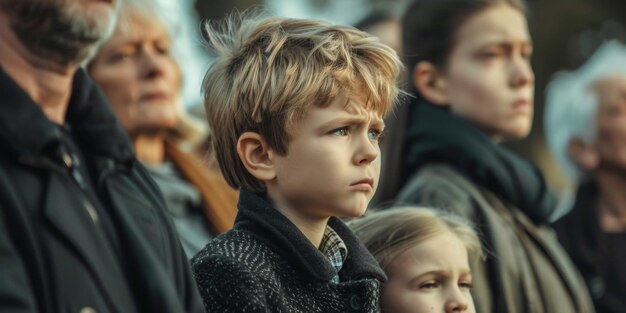 een kind is verdrietig op een begrafenis Generatieve AI