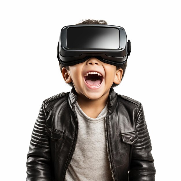 Een kind met VR-technologie.