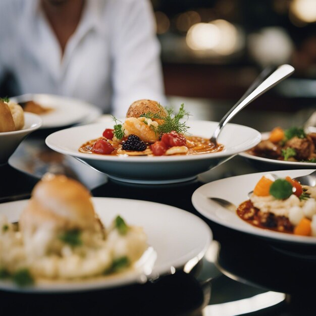 Foto een kipgerecht op een restauranttafel