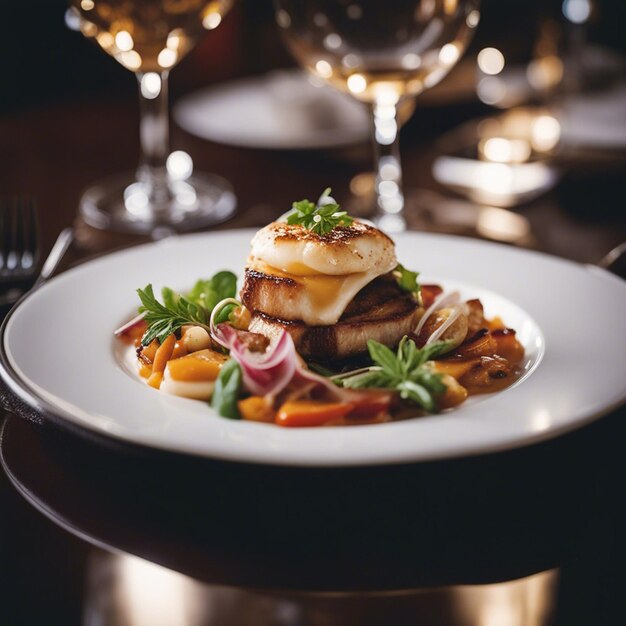 Een kipgerecht op een restauranttafel