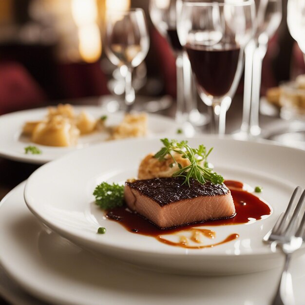 Foto een kipgerecht op een restauranttafel