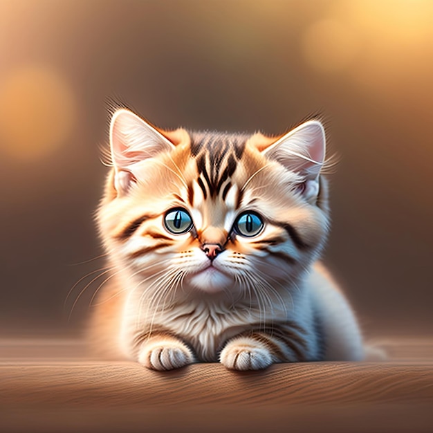 een kitten ligt op een houten oppervlak met de woorden "de naam van de kat".