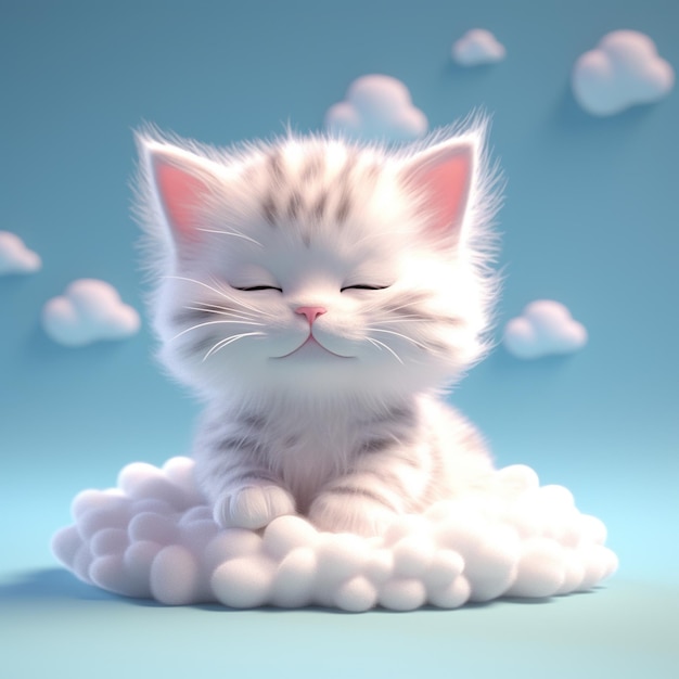 een kitten slaapt in de wolken met de woorden quot snorharen quot op de bodem