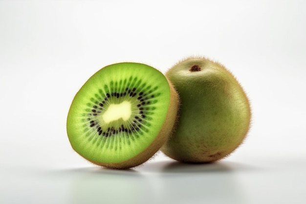 Een kiwifruit met een witte achtergrond