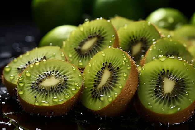 Foto een kiwifruit met het midden half open