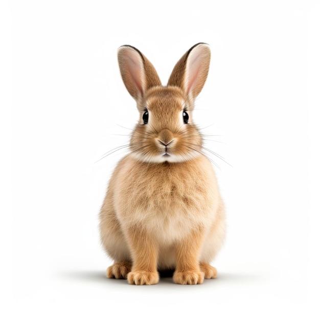een klein konijn zittend op een witte achtergrond