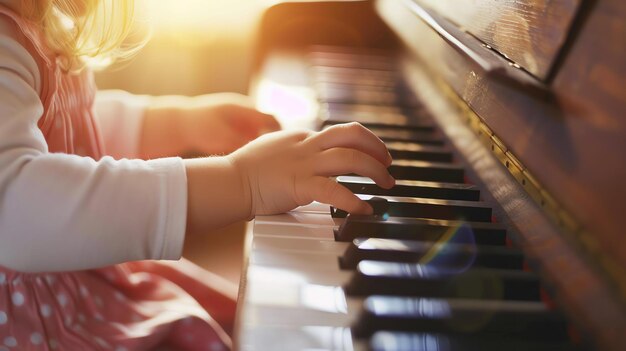 Een klein meisje dat piano speelt.