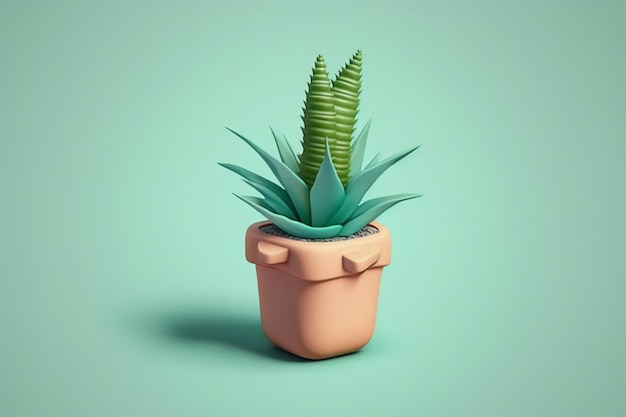 Een klein plantje in een pot met een groen plantje erop