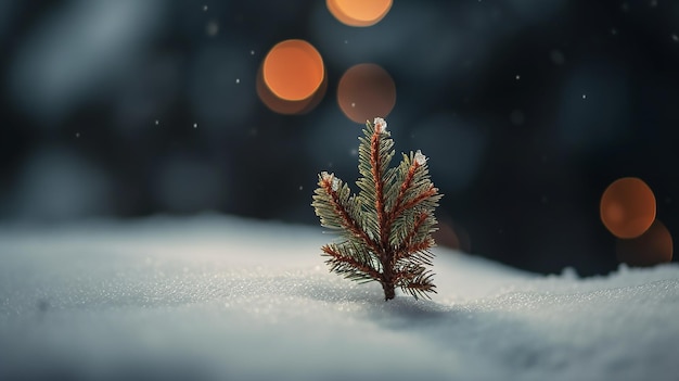 Een kleine boom in de sneeuw