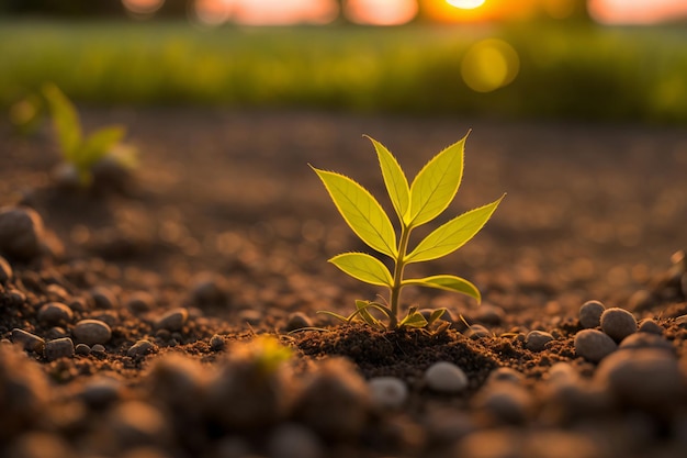 Een Kleine Groene Plant Die Uit De Grond Ontspruit