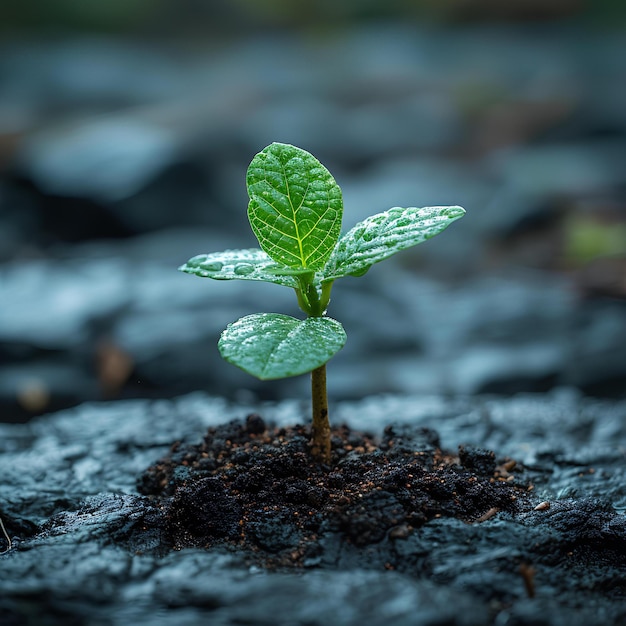 Een kleine plant die in de grond groeit.