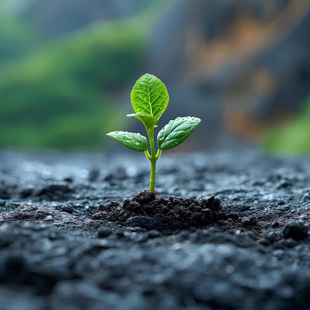 Een kleine plant die uit de grond springt.