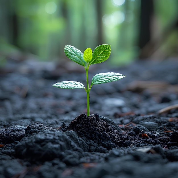 Een kleine plant die uit de grond springt.