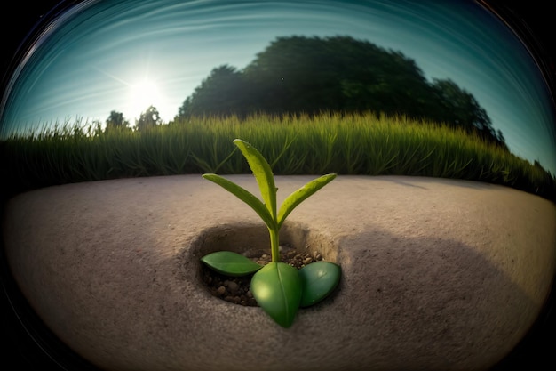 Een kleine plant spruit uit de grond