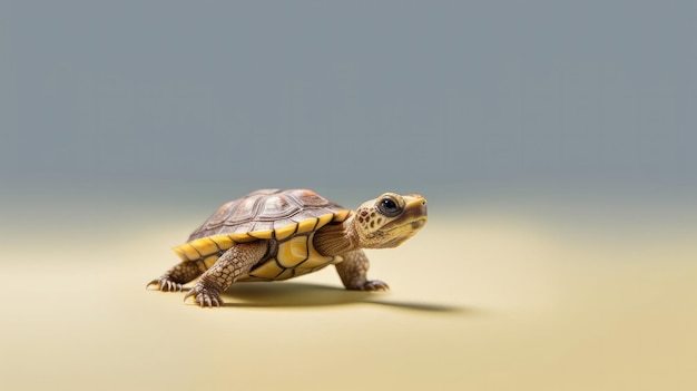 Een kleine schildpad op een tafel