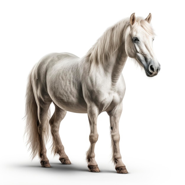 Een kleine witte pony