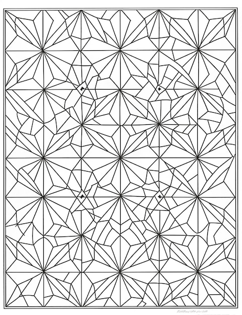 Foto een kleurpagina met een geometrisch ontwerp in zwart-wit generatieve ai