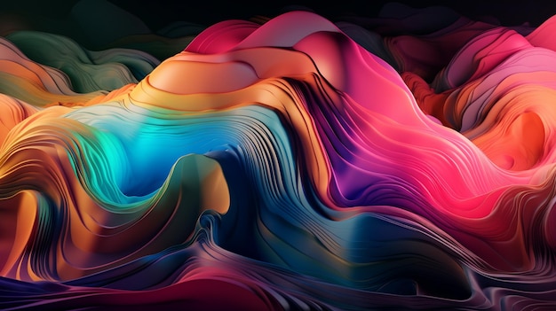 Een kleurrijk abstract beeld van een berg en de woordkunst erop.