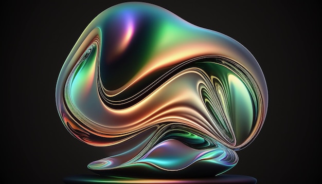 Een kleurrijk abstract beeld van een bol met een zwarte achtergrond.